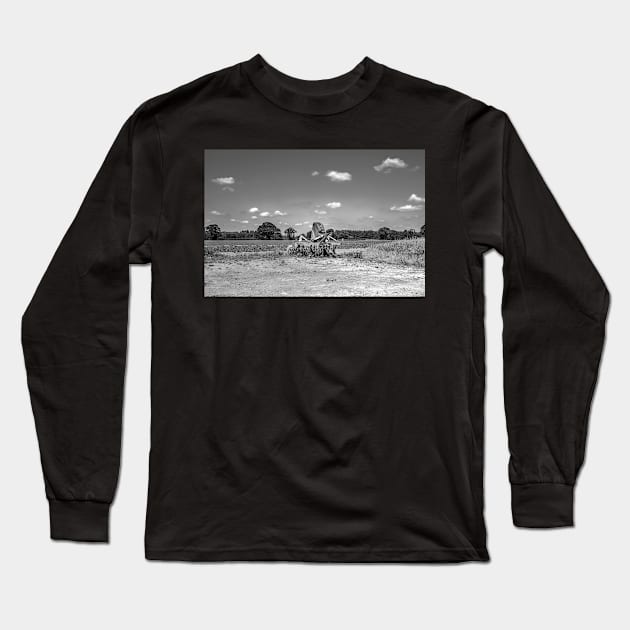 Arable plough in the English countryside Long Sleeve T-Shirt by yackers1